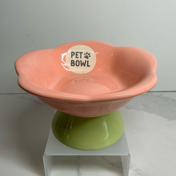 rockybear pet Dog Ceramic Pink Bow Pet Bowl Rockybear Pets